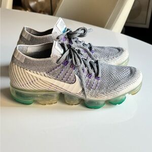 Nike Vapormax Flyknit Sneakers with Gray and Purple Accents